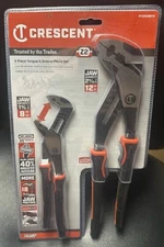 NEW Crescent RTZ2CGSET2 2 PIECE Tongue and Groove Plier Set 8" & 12"  0075143