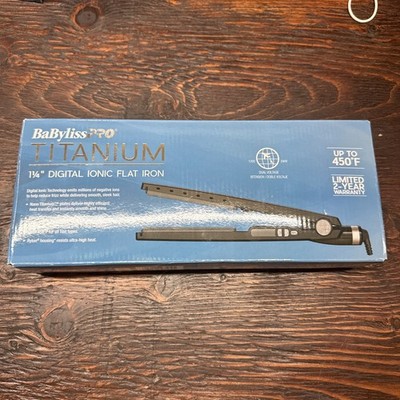 Babyliss PRO Titanium 1-1/4in Digital Ionic Flat Iron BT4091UC - Black  NEW 