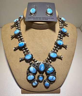 Thomas Francisco Sterling Silver Golden Hill Turquoise Necklace & Earrings Set