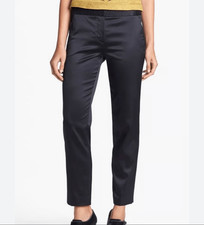 Tory Burch Geoff silk blend pants ankle black slight sheen lacy waistband 8 NWT
