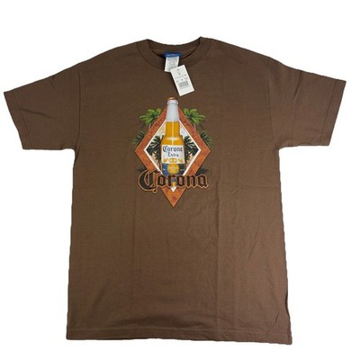 NWT Corona Extra Beer Cold Cerveza T Shirt Mens Medium Brown