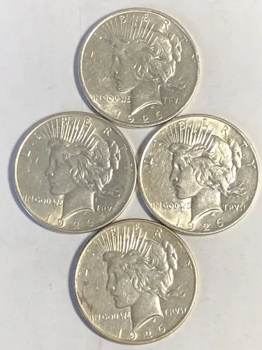 1926 "D" PEACE DOLLAR "3-AU/1-XF" 3 COIN LOT)  -   QUALITY, COLOR & SILVER!💵💥✅