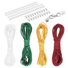 4 Pcs Faux Leather Cord for Art Craft, Red/Dark Green/Yellow/White