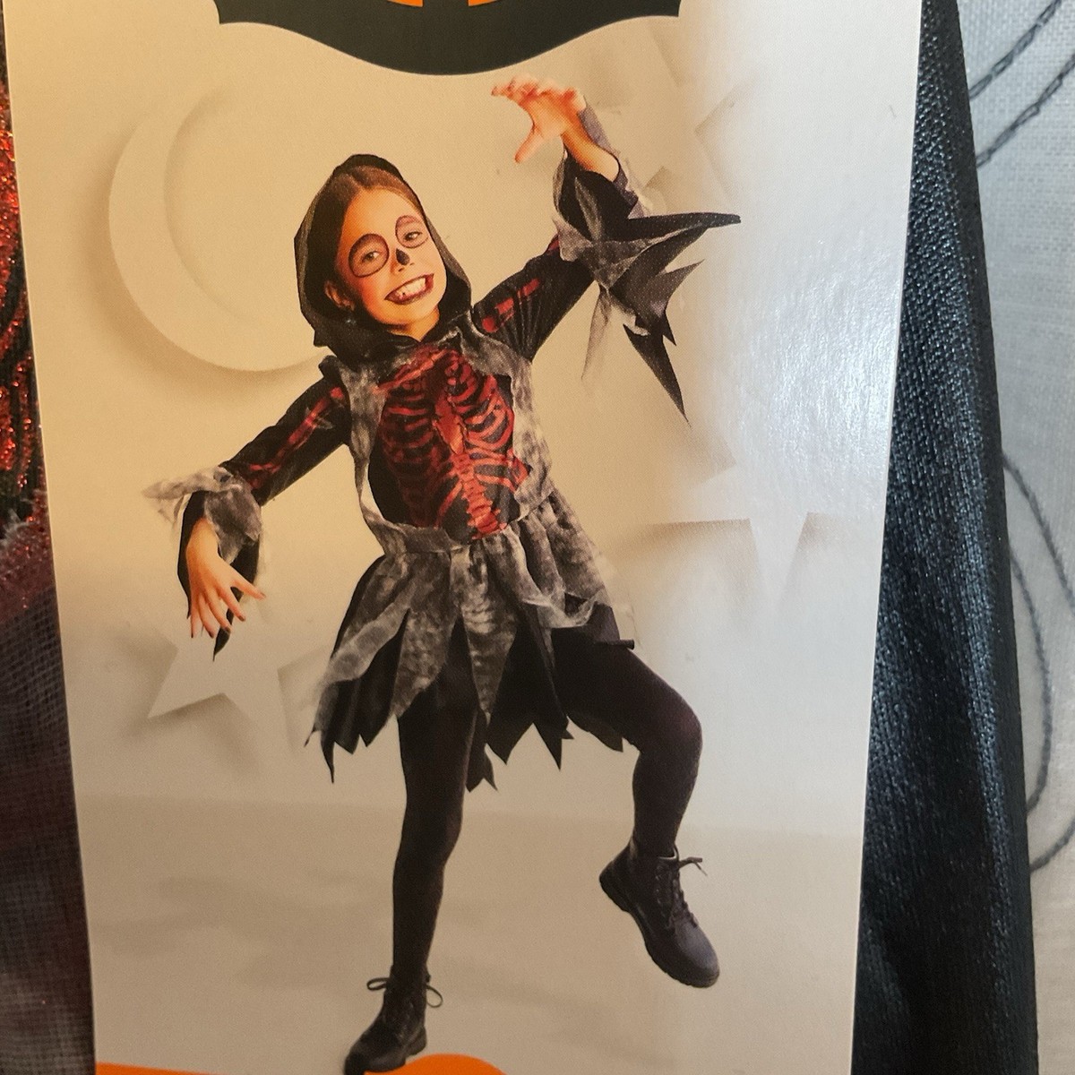 Girls Hyde & Eek Red Glitter SKELETON Dress Halloween Costume Size Large  10-12