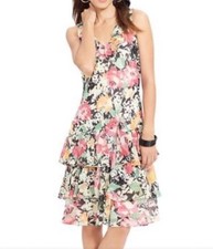 Vtg Ralph Lauren Floral Tiered Ruffle Y2K Dress Feminine Whimsical Sz 10 NWT