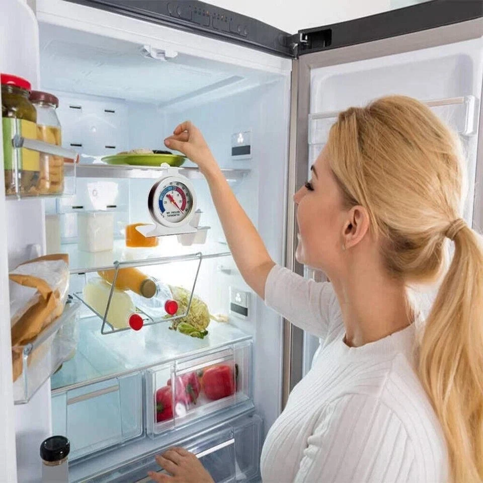 1/2PCS Stainless Steel Dial Fridge/Freezer Thermometer Stands & Hangs Waterproof - Image 2 of 4