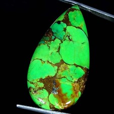 26.00Cts Lab-Created Ultra Green Copper Turquoise Pear Cabochon 17X34X4MM