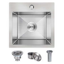 Kadorer 15 X 15 X 9 Inch Drop In Kitchen Bar Sink Stainless Steel Single Bowl