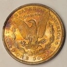1881  O  Morgan Silver Dollar UNC BU Toning Rainbow Choice Bu