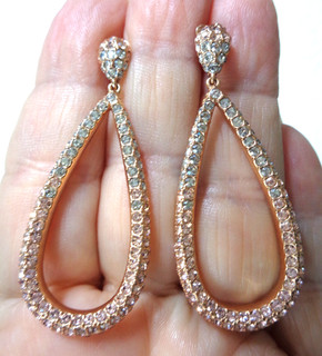 ELIOT DANORI by Nadri “N” Signed Rhodium Rose Gold Plated CZ Dangle Earrings