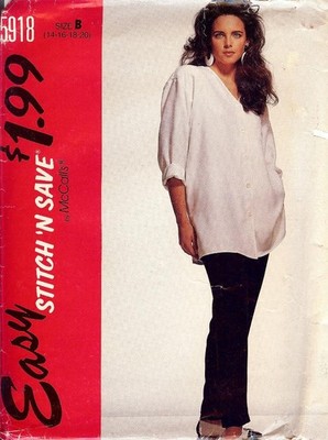 McCALL'S 5918 WOMEN'S EASY V NECK SHIRT & PANTS PATTERN SIZE 6 8 10 OR 14-16
