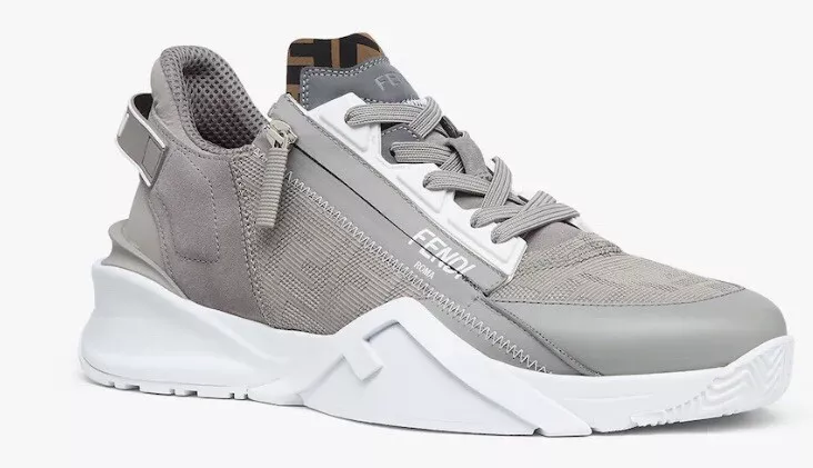 FENDI FLOW MEN S SNEAKERS. GREY FABRIC TRAINERS. SIZE USA 10 IT
