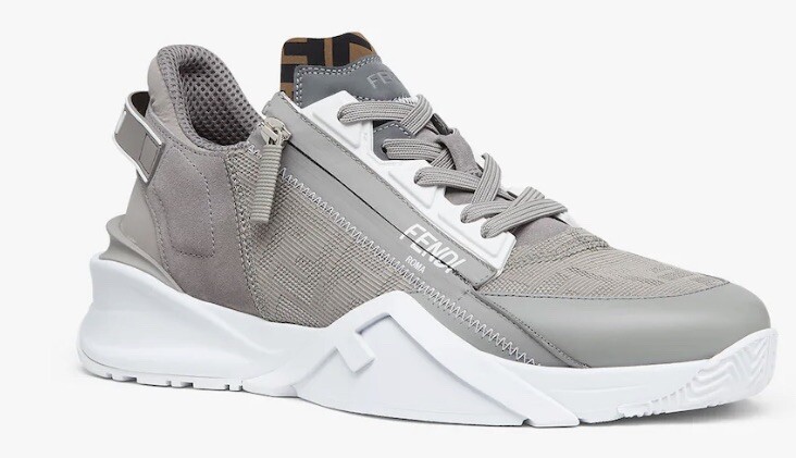 FENDI FLOW MEN'S SNEAKERS. GREY FABRIC TRAINERS. SIZE USA 10 / IT 43.