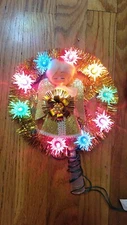 Vintage REVCO Christmas Electric Angel Gold Wreath Tree Top Topper Tinsel Blinks