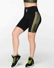 Zumba Forever Panel High Waisted Biker Shorts - Bold Black ~ XS S L XL XXL ~ New