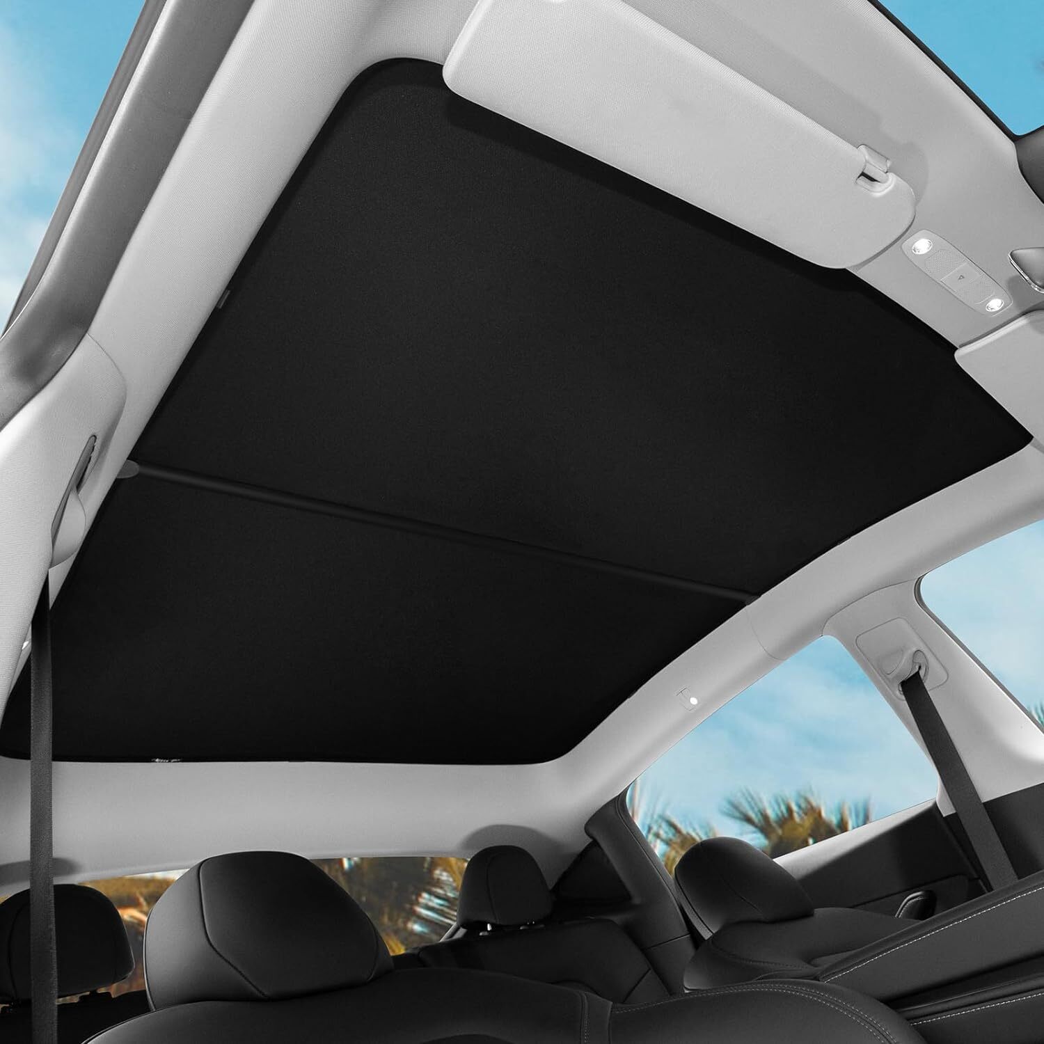 Tesla Model Y Sunshade Sunroof + Heat Insulation Cover Storage Bag for 2021-24-image