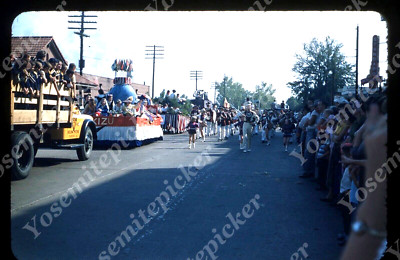 sl74 Original slide 1950's Red Kodachrome parade band float 578a