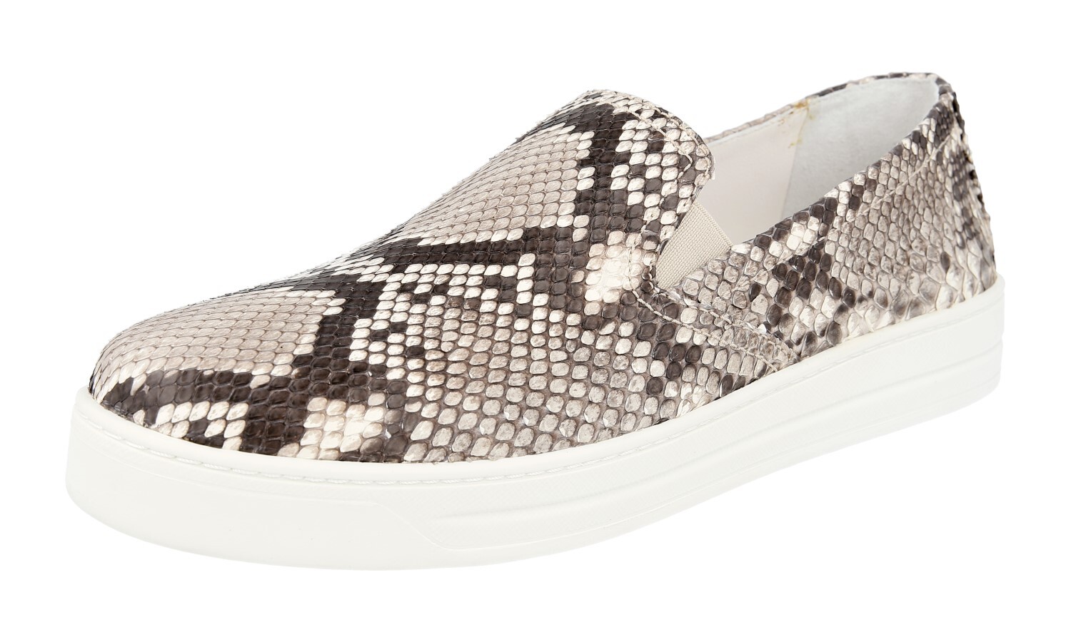 PRADA Leather PYTHON DOWNTOWN Slip On Trainers 3S5802 Roccia NEW - 39 UK 6