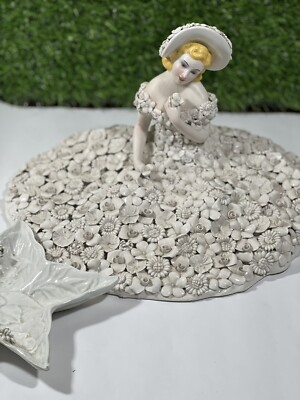 Vintage FIORI BIANCO LADY w/ WHITE FLOWERS Porcelain Figurine