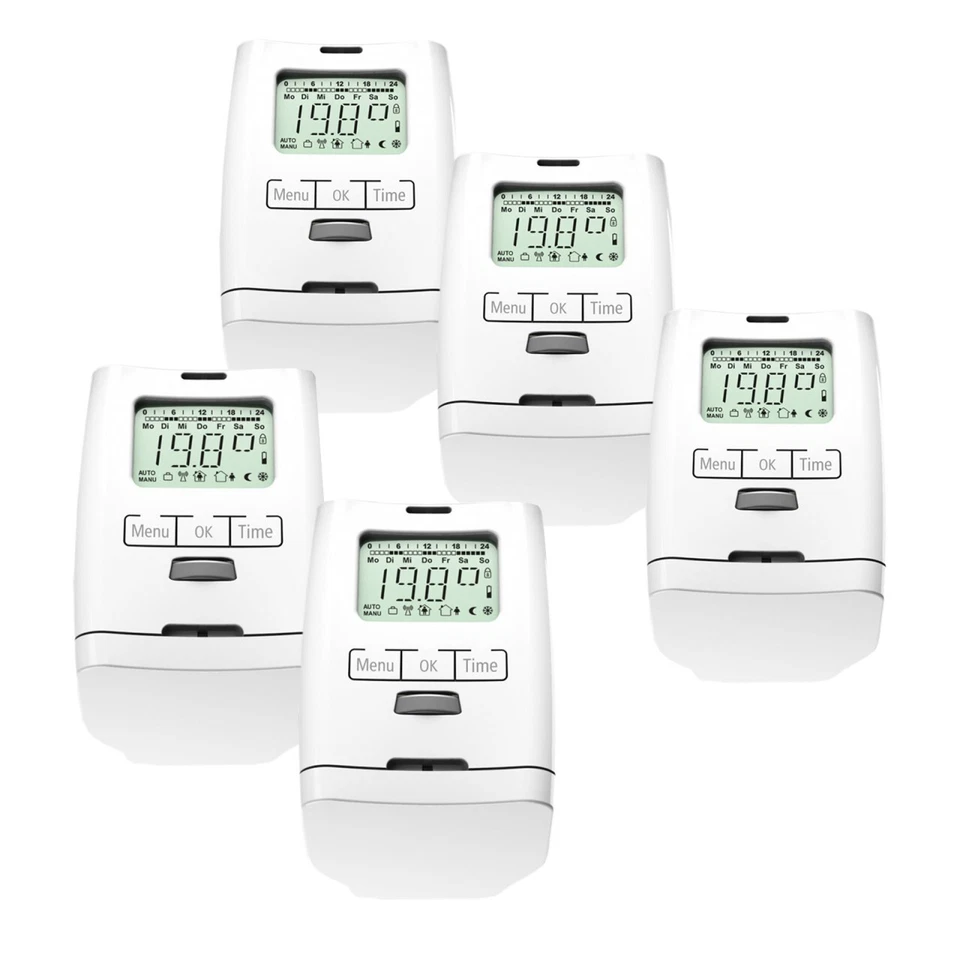 5 Stück Elektronischer Heizkörperthermostat programmierbar Thermostat HT 2000