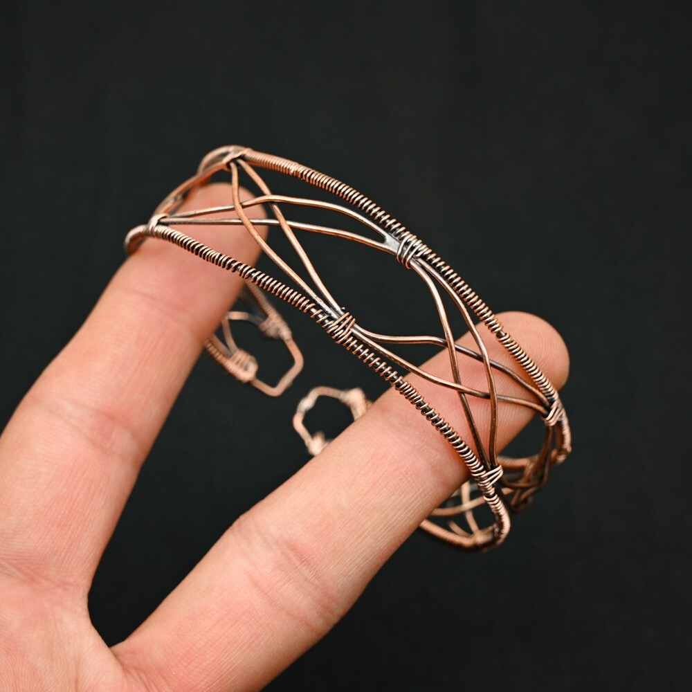 Copper Cuff Copper Wire Weaving Woven Bracelets For Women Antiqued