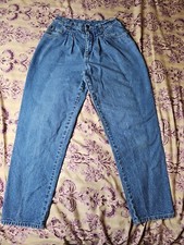 Carole Little Sport Vintage 100 Cotton Pleated High Waist Denim Jeans 8