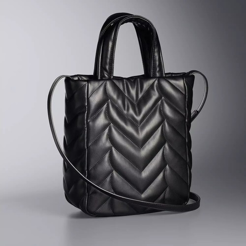 Simply Vera Vera Wang Black Isabella Braided Quilt Mini Tote Bag - NWT - Picture 4 of 4