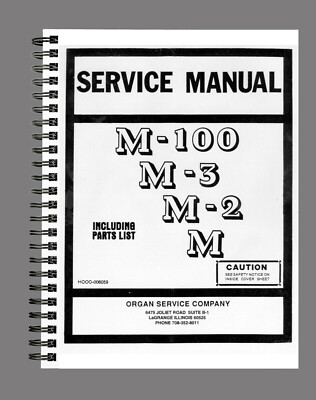 HAMMOND ORGAN M-100 M-3 M-2 SERVICE MANUAL TALLER REPAIR BOOK ON PAPER ENGLISCH