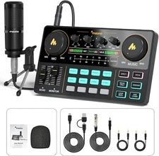 Live Streaming Audio Mixer Bundle with 4 Device Compatibility - Black Edition