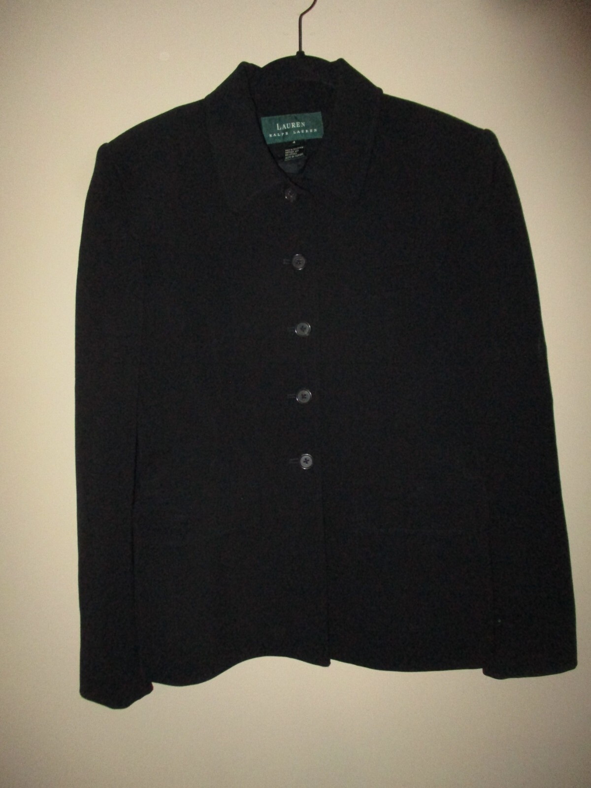 Ladies Lauren Ralph Lauren Black Wool Jacket Blazer Size 4
