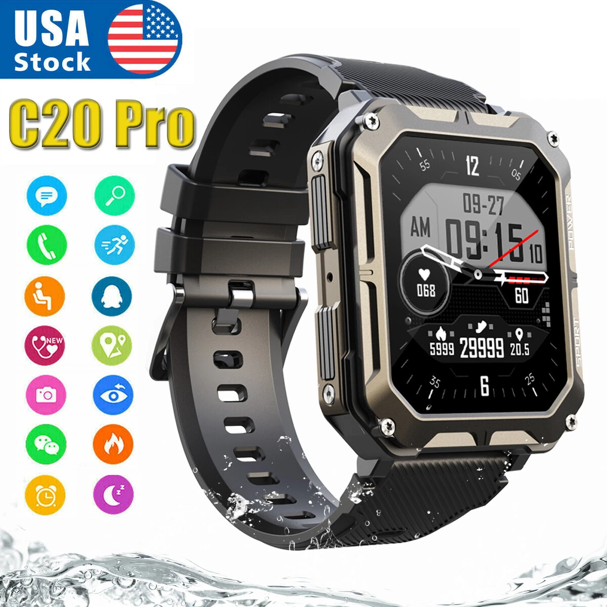 Military Smart Watch Men Make Calls Rugged Tactical Fitness Tracker Waterproof