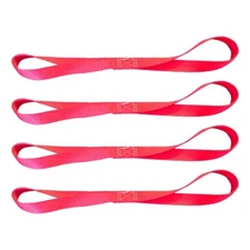 4 Pack 1" x 18" Soft Loop Tie Down Strap For Motorcycle Dirt-Bike ATV UTV Red