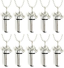 Set of TEN Silver MOTORCYCLE CREMATION URN NECKLACES w/Velvet Pouches  Fill Kit