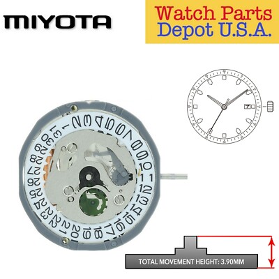 Original Miyota 1L15, 6 3/4 X 8 Ligne, 2 Hands, Date at 3 or 6 - NEW!