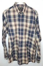 Kinloch Anderson Scotland Brown Plaid Button Front Shirt Sz M 