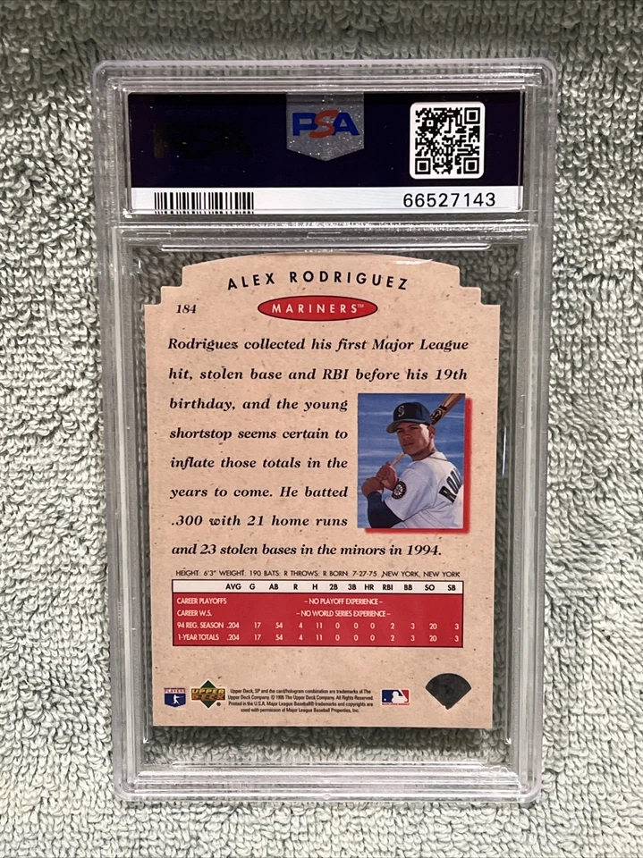 1995 Upper Deck SP Championship Die-Cut #184 ALEX RODRIGUEZ - PSA 9 MINT - Image 2 of 2