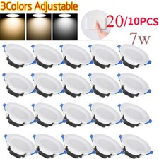 4/10/20PCS 7W 3Color Dimmable LED Downlight Recessed Ceiling Panel Light 85-265V