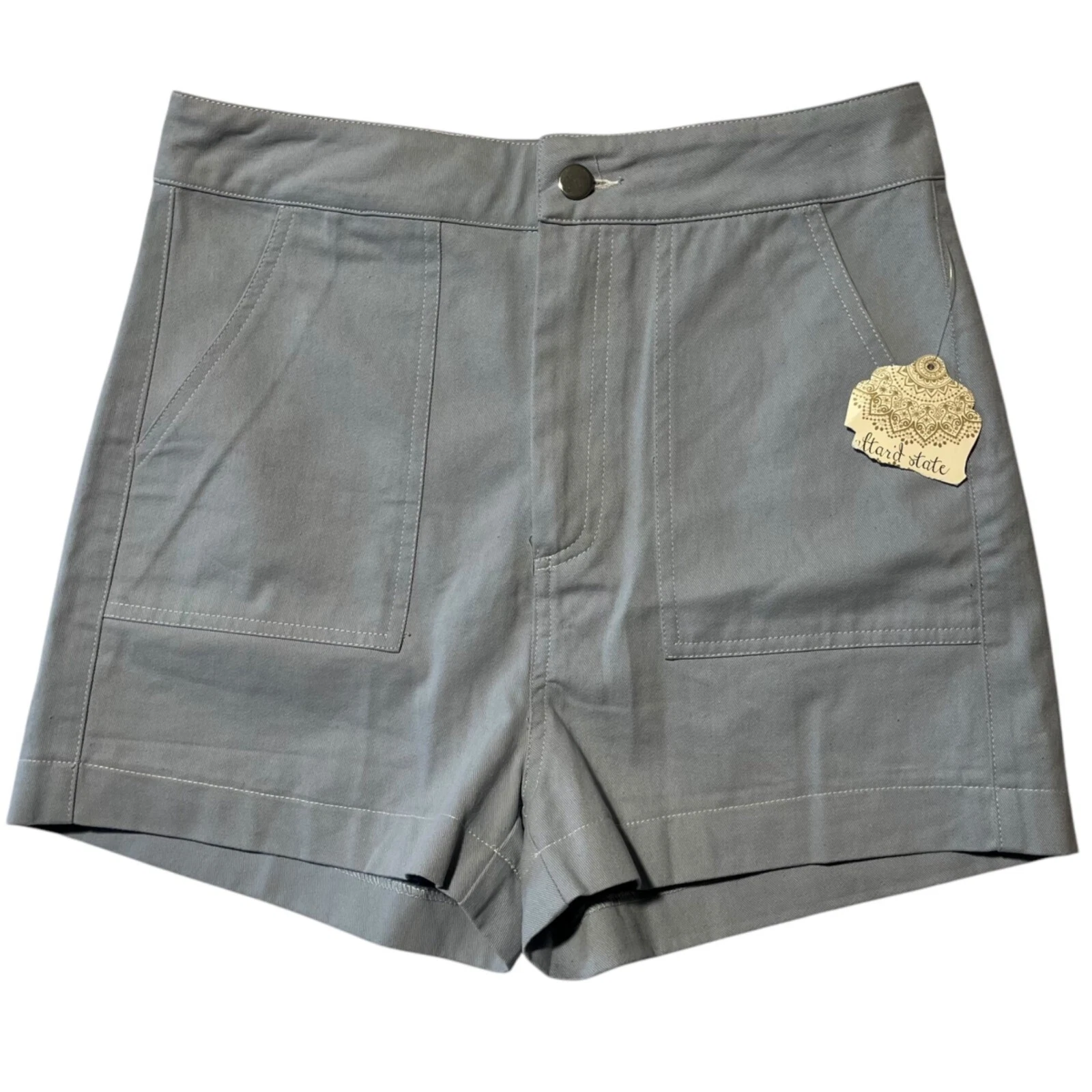Altar'd State Women's M Blue Chino High Rise Shorts Casual Classic Cotton Summer