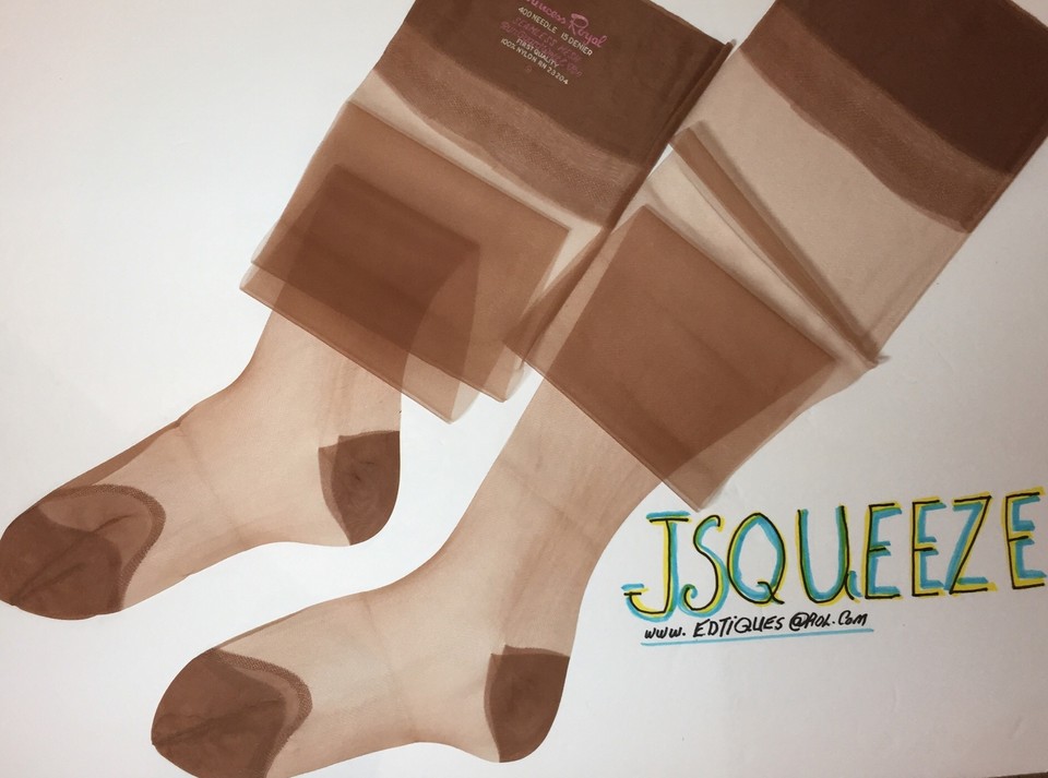Vintage 6 Pair All Nylon Stockings 9” X 33” 15DEN RHT BEIGE REINFORCED ...