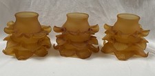 3 TULIPE  LAMPE OU APPLIQUE ART DECO EN PATE DE VERRE AMBRE COLLECTION ANTIQUITÉ