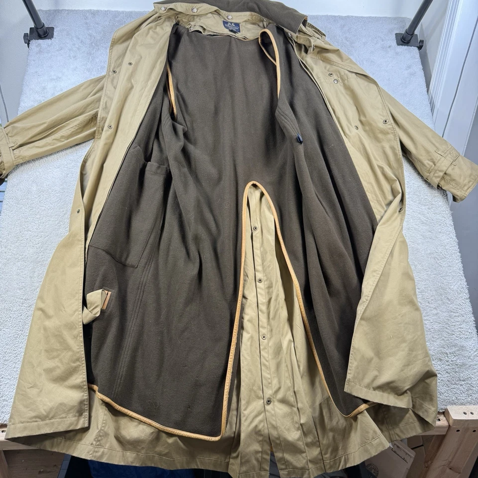 Trench coat masculino vintage Willis & Geiger médio cáqui válvula pilotos forro de lã - Imagem 4 de 4