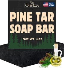 Pine Tar Soap – Natural Pine Tar Soap Bar for Men – Cleansing Bar for Acne, E...