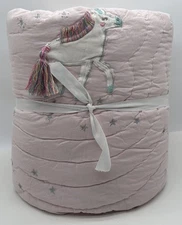 Pottery Barn Kids Rainbow Unicorn TWIN Quilt ~ Multi