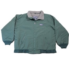 Lands End Classic Squall Jacket Mens L Green Fleece Lined Full Zip Vintage 90s