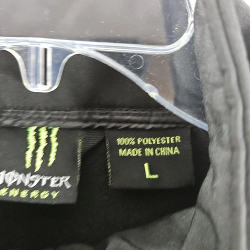 Monster Energy Jacket Mens Large Black Softshell Full Zip Embroidered Logo image 3