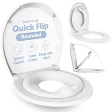 Quick Flip Built in Potty round Toilet Seat with Splash Guard, in White