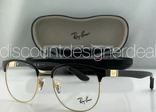 Ray-Ban Round Eyeglasses Black Gold Carbon Fiber Clear Demo Lens RB8422 2890 52