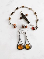 Vintage Collection 6 x Sterling Silver 925 Amber Jewellery #62
