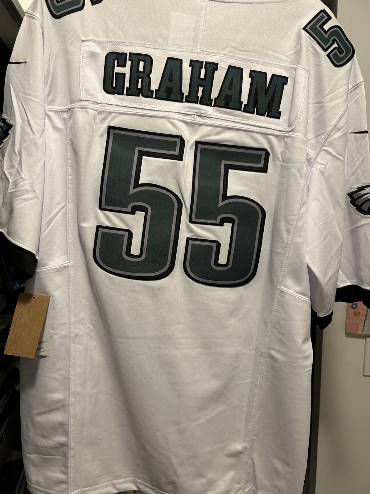 Eagles graham #55 white jersey size large