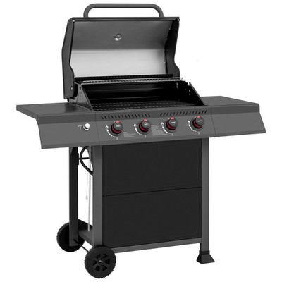 Royal Gourmet4-Burner BBQ Liquid Propane Gas Grill with Side Shelves, Black